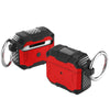 For AirPods 4 Armor TPU Hybrid PC Shockproof Earphones Case with Hook(Red)