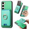 For Samsung Galaxy S23 FE 5G Retro Cross Leather Ring Vertical Insert Card Bag MagSafe Phone Case(Green)