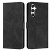 For Samsung Galaxy A56 5G Skin Feel Heart Embossed Leather Phone Case with Long Lanyard(Black)