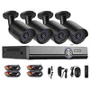720p 4CH HD CCTV Kit 4 Bullet Cameras Night Vision DVR Motion Detection Black