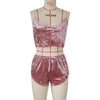 Ladies Sexy Velvet Crop Tops Pants Set Underwear Pajamas, Size: S(Red)