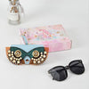 Cute Quirky PU Sunglasses Case Portable Glasses Bag with Hanging Buckle, Color: Pearl Sapphire  Blue