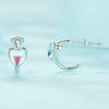 SCE1546 S925 Sterling Silver Synthetic Moonstone Heart Stud Earrings