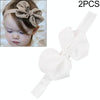 2 PCS Baby Headband Ribbon Chiffon Bow Children Hair Band Headwear(White)