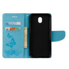 For Galaxy J7 (2017) (EU Version) Pressed Flowers Butterfly Pattern Horizontal Flip Leather Case with Holder & Card Slots & Wallet & Lanyard (Blue)