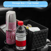 Car Armrest Box Folding Storage Box Multifunctional Water Cup Holder(Leather Black)