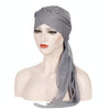 Ladies Forehead Cross Chiffon Long Tail Cap Turban Hat, Size:One Size(Gray)