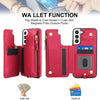 For Samsung Galaxy S22+ 5G Double Flap Zipper RFID Leather Phone Case with Short Lanyard(Red)