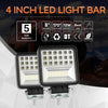 2 PCS 4 inch 20W Spot / Flood Light White Light Square-Shaped Waterproof Car SUV Work Lights Spotlight LED Bulbs, DC 9-30V