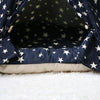 Large Dog Tent Kennel Canvas Foldable Portable Navy Beige Star 60x60x70cm