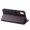 For iPhone XR Embossed Butterfly Pattern Horizontal Flip Leather Case with Card Slot & Holder & Wallet & Lanyard (Dark Purple)