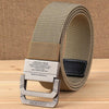 Men Double Ring Buckle Canvas Belt Outdoor Casual Woven Elastic Belt 120cm(Wolf Brown)