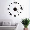 Art Wall Clock Background Wall Stickers TV Wall Stickers 3D Bird Leaves Wall Clock Home Accessories(Black)