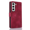For Samsung Galaxy S21+ 5G Dreamy Butterfly Love Flower Embossed Leather Phone Case(Red)