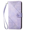 For Samsung Galaxy A56 5G Grid Butterfly Embossed Pattern Leather Phone Case with Lanyard(Light Purple)