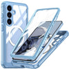 For Samsung Galaxy S25 5G Tempered Glass MagSafe Phone Case(Sky Blue)