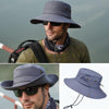 Outdoor Sun Hat Hiking Big Brim Breathable Sunscreen Fisherman Hat(Dark Gray)