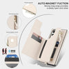 For Samsung Galaxy S23 Ultra 5G Double Flap Zipper RFID Leather Phone Case with Short Lanyard(White)