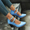 Women Shoes Plus Size Double Buckle Heel Heels, Size:43(Blue)