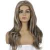 Women Split Wigs Long Curly Hair Synthetic Headgear(Linen Brown + Light Gold)