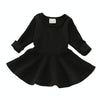 Spring and Autumn Female Babies Cotton Sanded Lotus Leaf Large Swing Skirt Dress(Black)