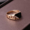 Male Fashion Classic Rhinestone Enamel Rings, Ring Size:9(Gold)