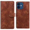 For iPhone 12 mini / 13 mini Lace Floral Embossed Magnetic Buckle Leather Phone Case(Brown)