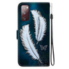 For Samsung Galaxy S20 FE Crystal Texture Colored Drawing Leather Phone Case(White Butterfly Feathers)