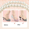 1pair Pearl Lace Shoelace High Heel Anti-Drop Tie Slipper Fixing Strap(Triangle Black)