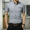 Men Business Shirt Short Sleeves Turn-down Collar Shirt, Size:L(Gray)