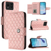 For Asus Zenfone 11 Ultra Rhombic Texture Flip Leather Phone Case with Lanyard(Coral Pink)