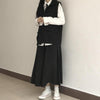 High Waist Drape Skirt Loose And Thin Mid-Length A-Line Skirt, Size: L(Black)