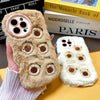 For iPhone 13 Bear Plush Silicone Phone Case(Brown)