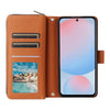 For Samsung Galaxy A56 Nine-card Slots Zipper Wallet Bag Leather Phone Case(Brown)