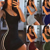 Striped Stitching Sexy Bag Hip Strap Dress, Size: S(Gray)