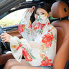 Ladies Summer Sun Shawl Riding Long Sleeve Cape Veil All-In-One Sun Protective Clothing, Style: White Flowers