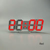 6609 3D Stereo LED Alarm Clock Living Room 3D Wall Clock, Colour: Red