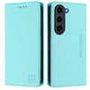 For Samsung Galaxy S23 5G RC01 Dual-Folded Magnetic Suction RFID Leather Phone Case(Mint Green)