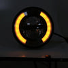 HONGPA Motorcycle Retro Headlights Modified Parts LED General Metal Headlights(Bright Black)