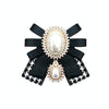 Women Pearl Bow-knot Bow Tie Cloth Brooch Clothing Accessories, Style:Pin Buckle Version(Black White)