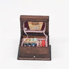 1:12 Mini House Toy Simulation Classical Solid Wood Chinese Retro Sewing Box(Classical Color)