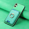 For Samsung Galaxy A05 Retro Cross Leather Ring Vertical Insert Card Bag MagSafe Phone Case(Green)