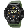 SKMEI 1965 Stainless Steel Buckle PU Strap Waterproof Electronic Watch(Army Green)