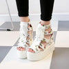 Summer Roman Sandals High Heel Floral Printed Cross Strap Women Shoes, Size: 39(White)