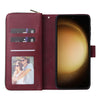 For Samsung Galaxy S25+ 5G 9-Card Slots Zipper Wallet Bag Leather Phone Case(Wine Red)