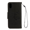 For iPhone X / XS Pressed Flowers Butterfly Pattern Horizontal Flip Leather Case with Holder & Card Slots & Wallet & Lanyard(Black)