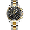 OLEVS 2870 Men Multifunctional Chronograph Three Eyes Waterproof Quartz Watch(Black + Gold)