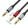 0.3m Gold Plated 6.35mm Male Dual Sound TRS Stereo to 2 x 6.35mm Male TS Mono Y Splitter Adapter Audio Cable(Black)