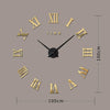 Bedroom Home Decoration Frameless Roman Numeral Large DIY Wall Sticker Mute Clock, Size: 100*100cm(Gold)