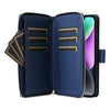 For iPhone 14 / 13 Nine-card Slots Zipper Wallet Bag Leather Phone Case(Blue)